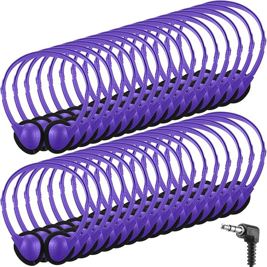 Konohan 10 Pack Headphones Bulk Headphone for School Classroom Student Wired Headphones Adjustable with 3.5 mm Jack for Adults (Purple)