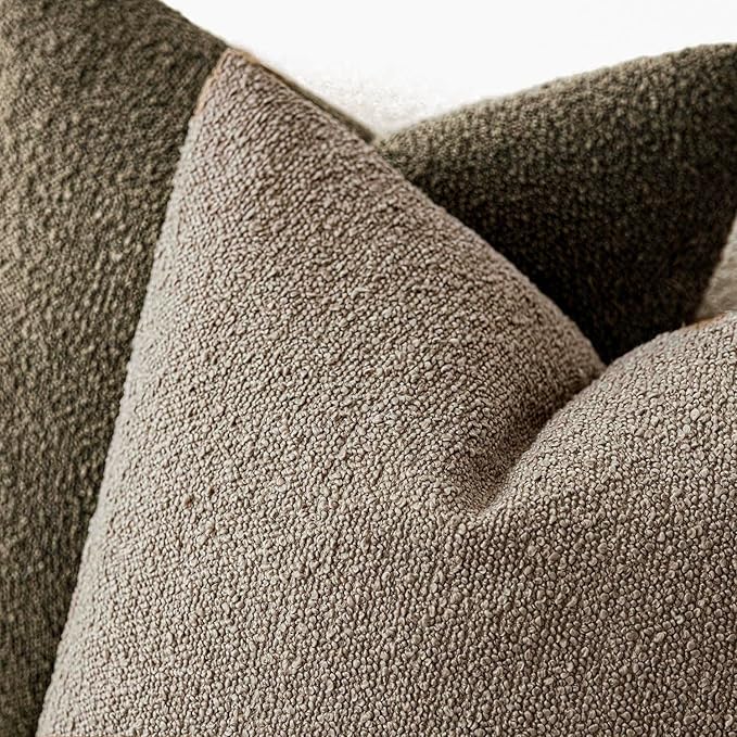 Foindtower Decorative Textured Boucle Throw Pillow Covers Accent Solid Pillow Cases Neutral Soft Cozy Couch Cushion Case for Chair Sofa Bedroom Living Room Home Decor 22x22 Inch,1PC,Light Khaki Tan