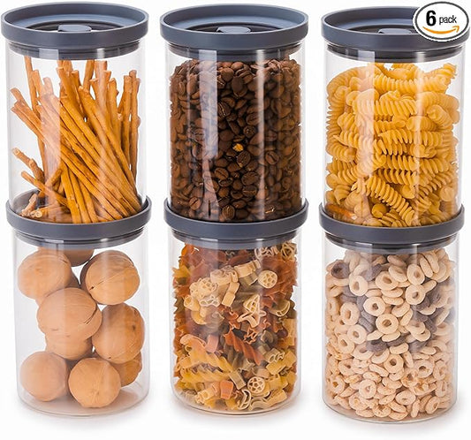 Glass Canisters with Airtight Lids, BPA-Free Borosilicate Glass Jars with Airtight Lid, Kitchen Canister Set for Pantry Storage, Food Storage, Set of 6 (28 oz)