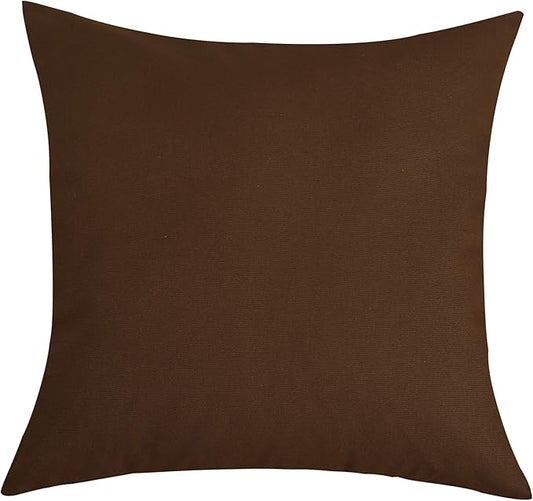 TangDepot Handmade Decorative Solid 100% Cotton Canvas Throw Pillow Covers/Pillow Shams, (22"x22", Coffee)