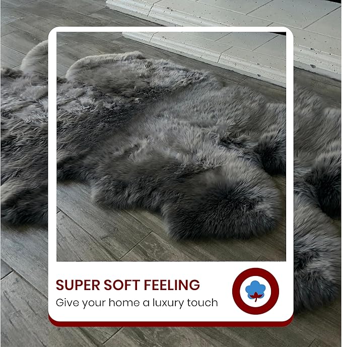Free Shape Luxury Soft Fluffy Shag Area Rug Double 2'x6', 60x180cm - Vegan Fur Ultra Soft Indoor Carpet Nursery Rugs for Bedroom Home Decor, Dark Grey