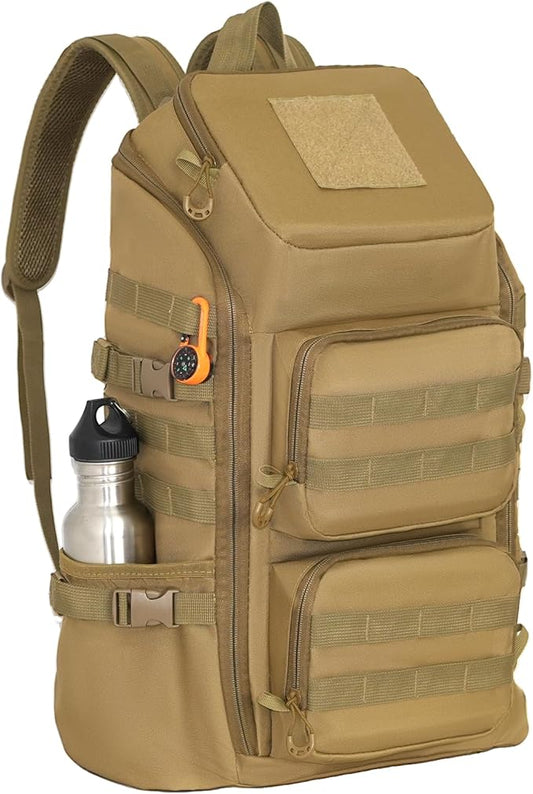 kokkoya Lightweight Tactical Backpacks with Laptop Compartment for Men 40L EDC MOLLE Military Style 17 in Computer with Cup Holder Travel Hiking Daypack (Khaki)