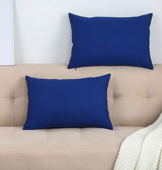TangDepot Cotton Solid Throw Pillow Covers, 12" x 20" , Royal Blue, 1 Count (Pack of 1)