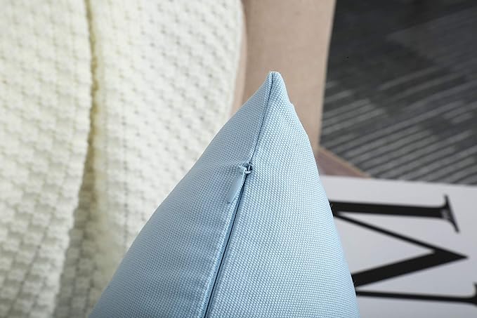 TangDepot Handmade Decorative Solid 100% Cotton Canvas Throw Pillow Covers/Cushion Covers, 45 Colors Available - (18" x18" , Light Blue, 2 Count (Pack of 1))