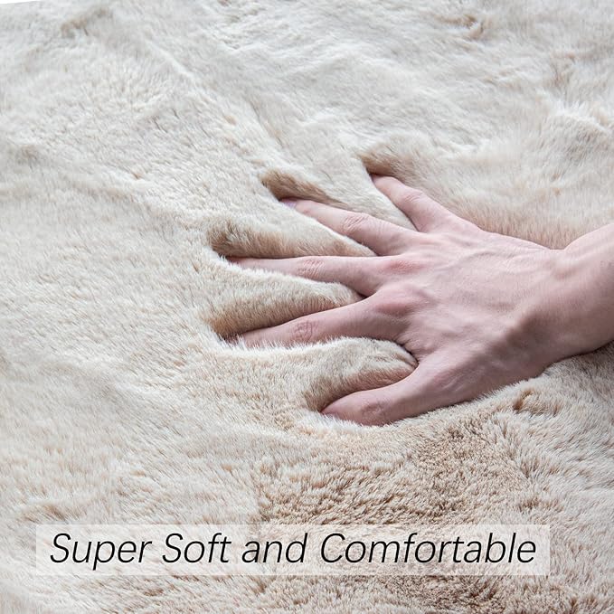 Shag Polyester Bunny Washable Fluffy Rug Runners for Hallways Camel Plush Area Rugs for Living Room Bedroom Sheepskin Rug 2x6 Shaped Nursery Rugs