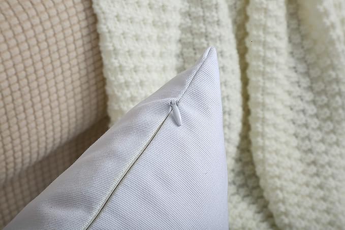 TangDepot Handmade Decorative Solid 100% Cotton Canvas Throw Pillow Covers/Pillow Shams, (12" x18" , White, 1 Count (Pack of 1))