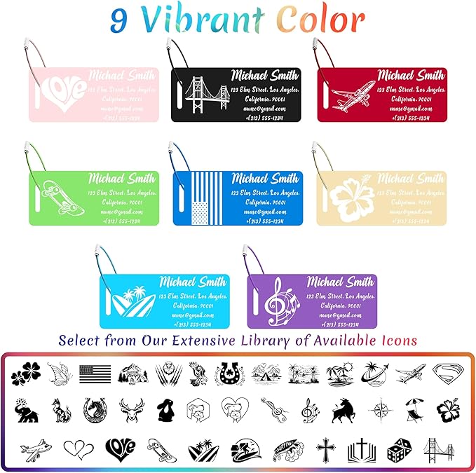 4 PCS Personalized Luggage Tags for Suitcase, Custom Engraved Aluminum Luggage Tags with Your Personalized Text Logo, Metal Name Tags with Steel Loop for Bag, Suitcase, Backpack (Pink, Small)