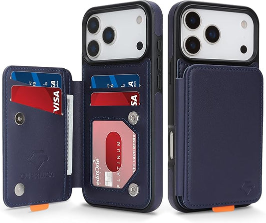 GUERNICA for iPhone 17 Pro Max (6.9") Case Wallet with Card Holder, RFID Blocking Leather Protection, Shockproof Women Men Phone Case for Apple 17 Pro Max, Blue