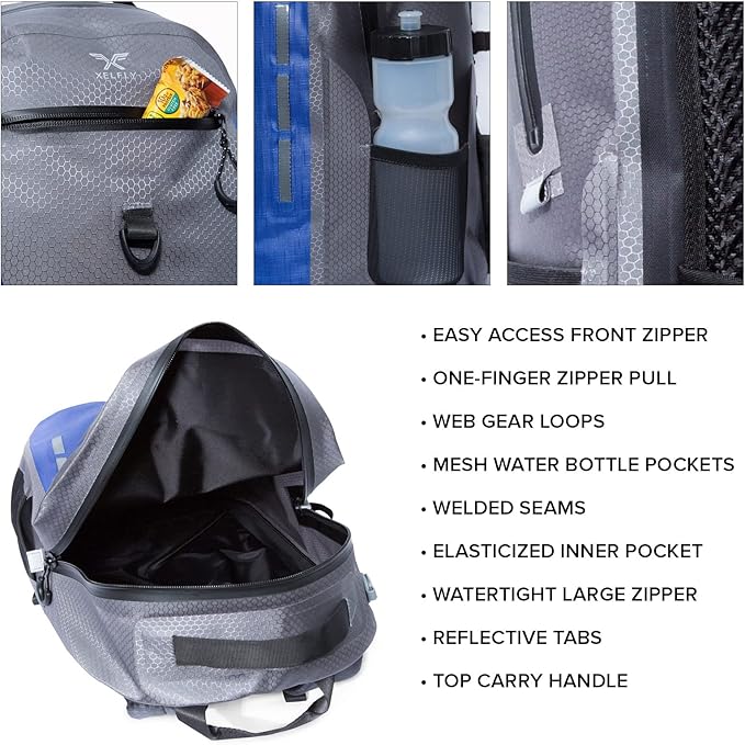 Submersipack Waterproof Backpack - Submersible, Inflatable, Floating TPU Coated Durable Nylon Dry Bag with Airtight Zipper for Kayak, Fishing, Boating, Hiking, Paddle Board (Gray Stone, 25L)