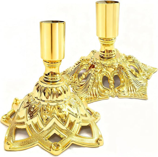 Candlestick Holders,Taper Candle Holder for Candlesticks Gold Plated Candle Metal Stick Candle Holders for Fireplace,Party, Dining,Wedding Decor,Fits 3/4 inch Thick Candle(Set of 2Pcs)