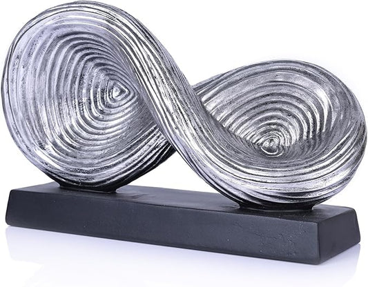 orenm Modern Infinity Loop Symbol Sculpture,Abstract Art Geometric Knot Home Decorations,Unique Shelf Decor Sculpture for Desk Paperweights,Entryway Table,Living, Coffee Table Decor (Silver)