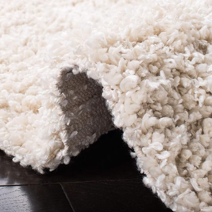 SAFAVIEH Sheep Shag Collection Runner Rug - 2'3" x 8', Ivory, Handmade, 1-inch Thick Ideal for High Traffic Areas in Living Room, Bedroom (SSG212A)