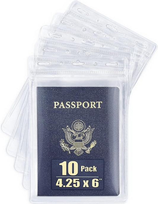 ifflin-USA Passport & Card Holders (Clear, 4x6 Inches, 10 Pack), Extra Large ID Name Badge Holder, Zipperless Vertical Plastic Card Holders