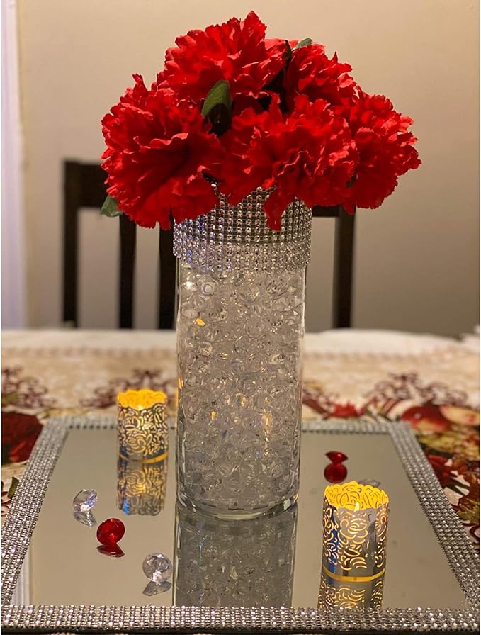 WGVI WGV Square Mirror Plate Sets Bulk 8" Width, 4.5 mm Thickness, Frameless Sanded Edges, Quality Thick Candle Tray, Home Event Party Wedding Table Centerpiece Wall Decor, 12 Pieces