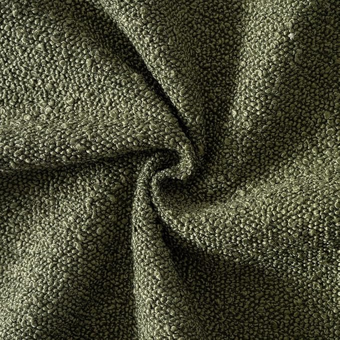 MIULEE 12x20 Inch Decorative Lumbar Throw Pillows for Bed Set of 2 Textured Boucle Neutral Spring Throw Pillow Covers Olive Green Accent Solid Pillowcases Sofa Livingroom Home Decor