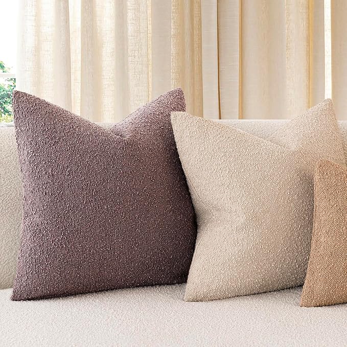 Foindtower Decorative Textured Boucle Throw Pillow Covers Accent Solid Lumbar Pillow Cases Neutral Soft Cozy Couch Cushion Case for Chair Sofa Bedroom Living Room Home Decor 12x20 Inch,1PC,Dark Purple