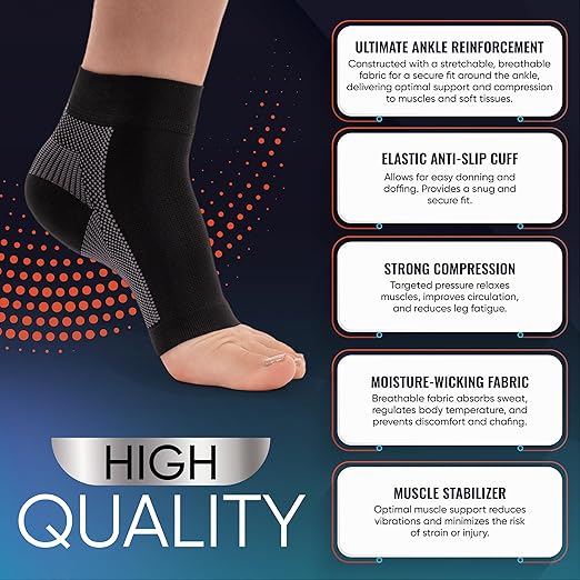 Compression Socks 20-30mmHg for Plantar Fasciitis Relief, Achilles Tendonitis Relief (1 Pair) - Ankle Brace Compression Sleeve for Heel Spurs, Foot Swelling & Fatigue - Arch Support Brace for Everyday Use