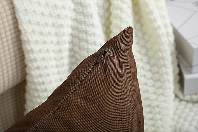 TangDepot Cotton Solid Throw Pillow Covers, 16" x 16" , Coffee, 1 Count (Pack of 1)
