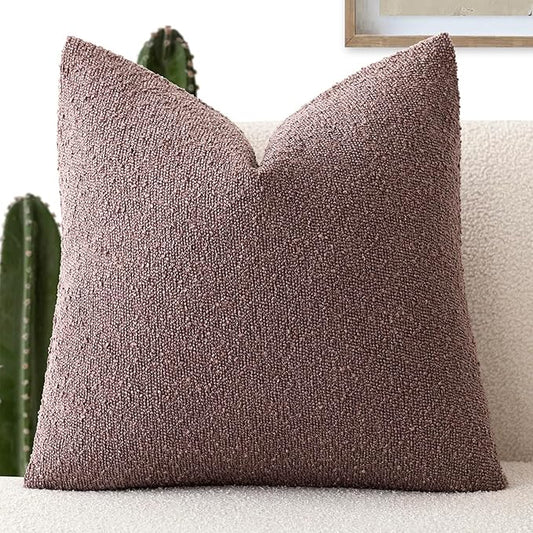 Foindtower Decorative Textured Boucle Throw Pillow Covers Accent Solid Pillow Cases Neutral Soft Cozy Couch Cushion Case for Chair Sofa Bedroom Living Room Home Decor 26x26 Inch,1PC,Dark Purple