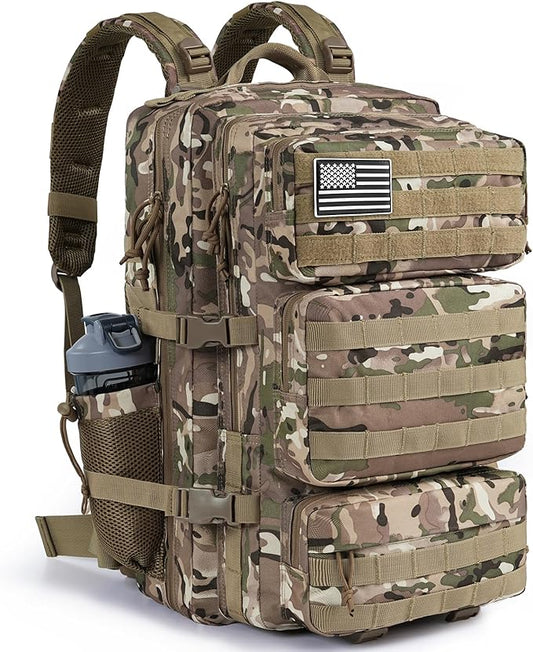 Military Tactical Backpack 25L Day Backpack for Men Molle Army 3 Days Assault Pack Bug Out Bag Water Resistant and Heavy Duty Hiking Treeking Rucksack - Camouflage