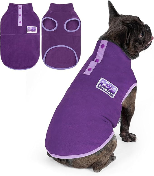 cyeollo Dog Sweaters for Medium Dogs Girl, Turtleneck Stretchy Pullover Fleece Dog Jacket, Warm Lightweight Winter Pet Clothes, Purple XL