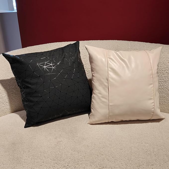 Faux Leather Throw Pillow Covers 20X20 Inch Beige Brown Outdoor Modern Farmhouse Solid Decorative Pillow Covers for Room Couch Living Bedroom Bed Sofa