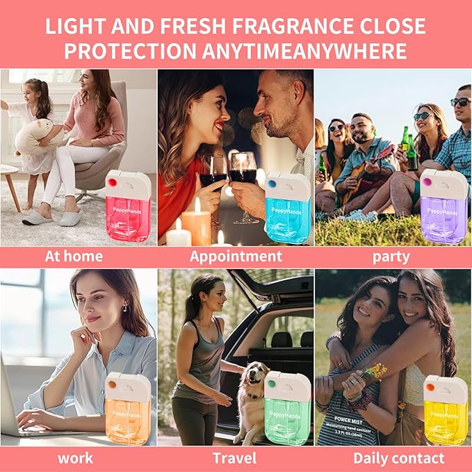 PeppyHands Hand Sanitizer, Hand Sanitizer Spray, Hydrating Spray for Hand, Portable Sanitizer spray Set ﻿for Travel Size, 500-Sprays Each Multi-Flavor (Watermelon+Strawberry)
