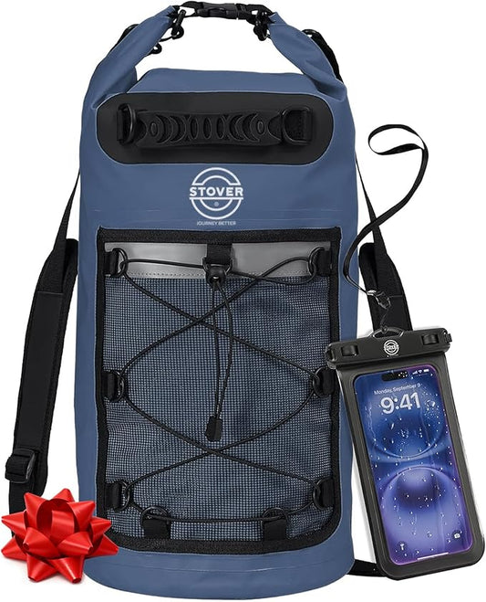 STOVER 5/10/25/30/40/55L Waterproof Dry Bag- Roll-Top Backpack w/Phone Case- Kayaking, Hiking, Camping, Boating- Men/Women