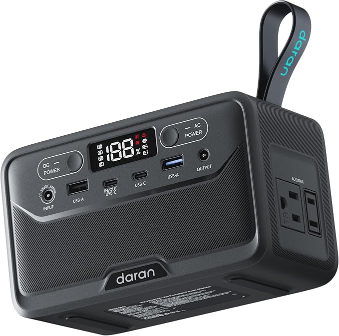 2026 Portable Power Station 28000mAh LiFePO4 Battery, Solar Power Bank with AC Outlet 100W/110V, USB-C PD Two-Way Fast Charging Samll Generator for Laptop, Camping, Home, Office, TSA Approved