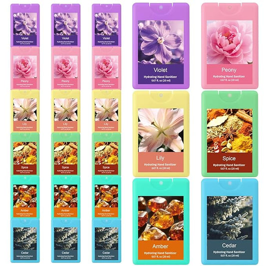 Dansib 24 Pack Hand Sanitizer Spray Bulk Mist Hydrating Scented Travel Size Hydrating Hand Sanitizers Refillable Essential for Friend Coworker Family Daily Travel Outdoor