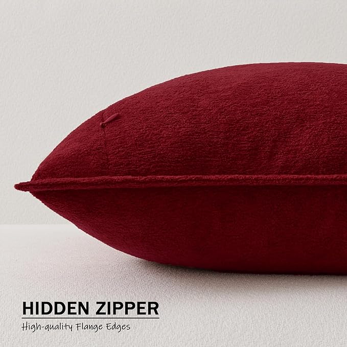 Kevin Textile Christmas 14x36 Inch Long Lumbar Cover 1 Pack Soft Boucle Textured Decorative Waterproof Rectangle Cushion Accent Pillows for Couch Sofa Chair Bed Home Decor Indoor Outdoor Burgundy