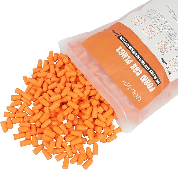 500 Pairs Foam Ear Plugs Bulk,38dB(NRR 33dB) Noise Reduction,Quality Soft Disposable Refill Earplugs,for Shooting, Work & Construction Site