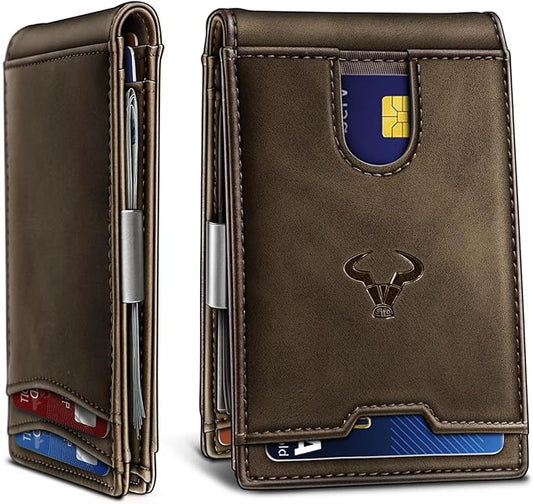 BULLIANT Men Wallet Airtag&Standard Use,Slim Front Pocket Wallet Money Clip for Gifg Men RFID Blocking 11Cards