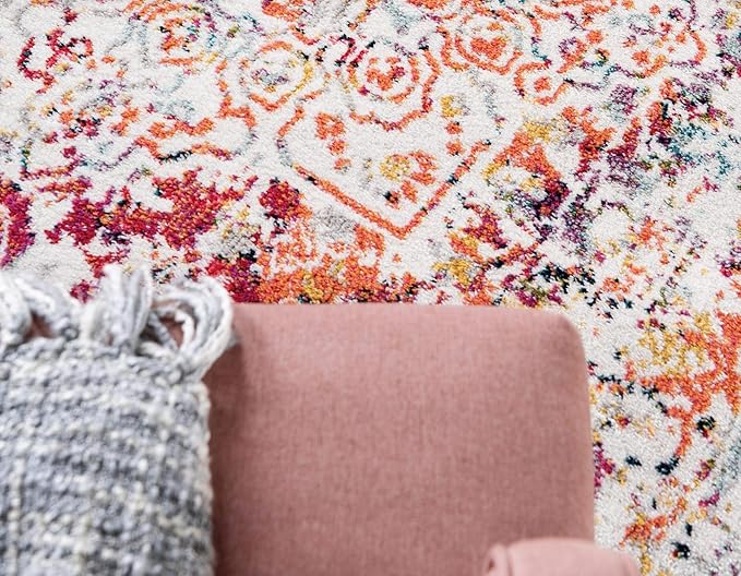 Rugs.com Arlington Collection Rug – 5 Ft Octagon Multi Medium-Pile Rug Perfect for Living Rooms, Kitchens, Entryways