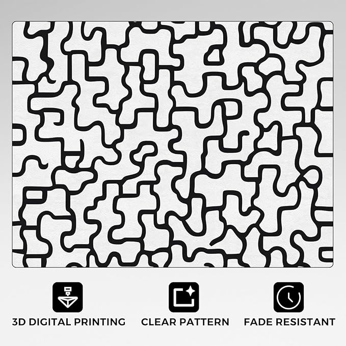 Abstract Geometric Rugs for Home Decor, 4x5 ft, Black and White Labyrinth Area Rugs for Living Room, Soft Non Slip Washable Modern Abstract Line Carpet Bedroom Decorations Dt-Ghf-31