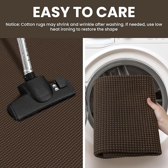 IOHOUZE Small Area Rug 2x3 Washable Woven Rugs for Entryway Non Slip Rubber Backed Front Door Rugs Indoor Doormat Throw Rug Floor Carpet for Entrance Kitchen, Brown