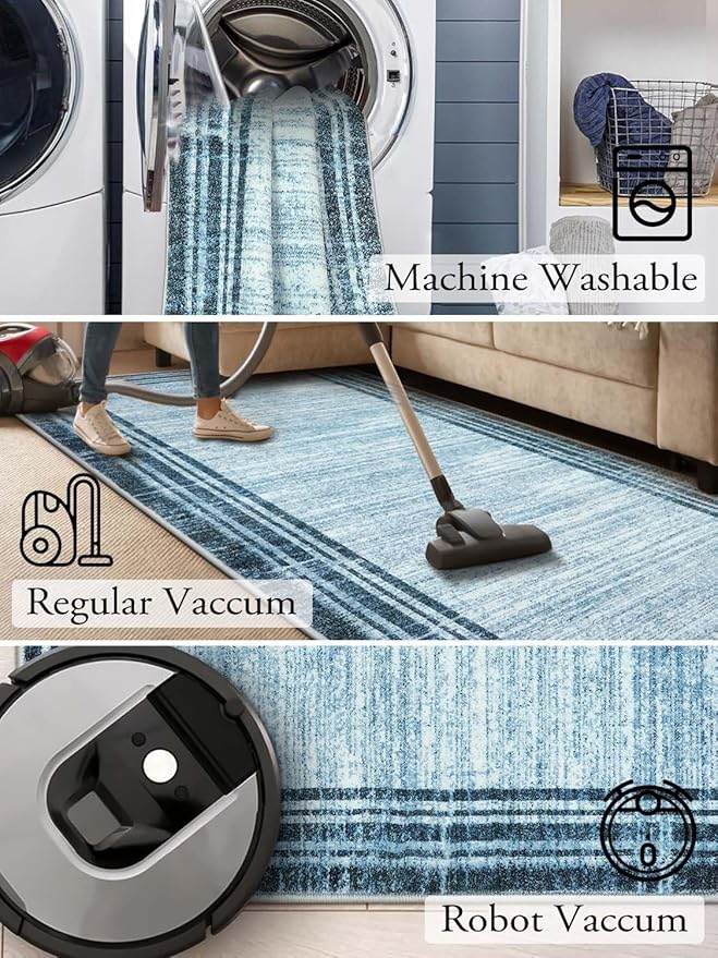 Lahome Abstract Area Rugs 5x7,Washable Modern Rugs for Living Room Non-Slip,Low-Pile Soft Rug Minimalist Bordered Floor Carpet for Bedroom Dining Room Entryway Indoor