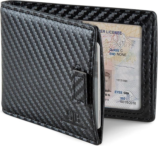 RFID Blocking Slim Money Clip Wallet – Leather Bifold Front Pocket Minimalist Mens Wallet with Money Clip for Men, Small Credit Card Holder Wallet - Travel Wallet with Gift Box