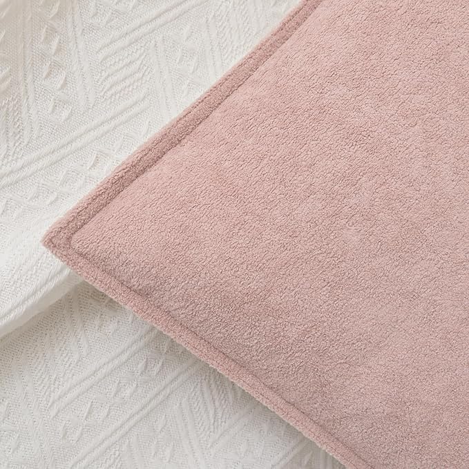 Kevin Textile Valentines Day Decorative Pillow Covers Light Pink 22x22 Inch Pack of 2 Waterproof Soft Boucle Textured Euro Pillowcases Elegant Accent Pillows for Couch Sofa Chair Bed Home