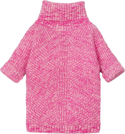 Fitwarm Knitted Turtleneck Dog Sweater, Cozy Dog Winter Clothes for Small Dogs Girl, Holiday Pet Outfit, Heather Pink, Large