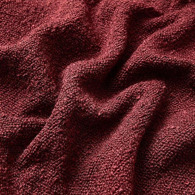 JUSPURBET 24x24 Throw Pillow Covers Set of 2 Decorative Pillow Covers for Couch Sofa Bed Cozy Boucle Textured Cushion Covers Cases with Invisible Zipper for Living Room Home Decor,Burgundy