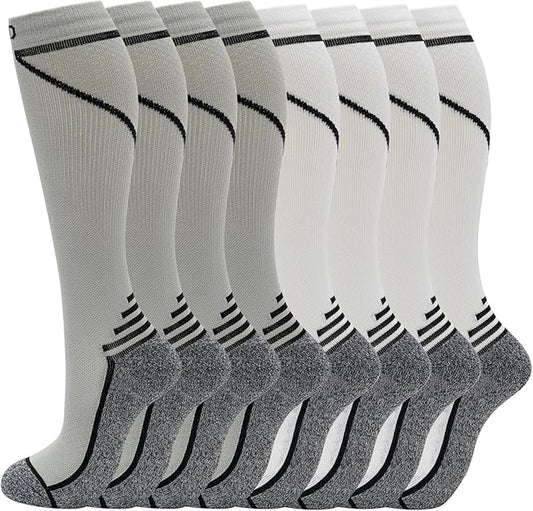 fenglaoda 8 Pairs Compression Socks for Men & Women 20-30 mmHg Knee High Nurse Pregnant Running Medical and Travel Athletic
