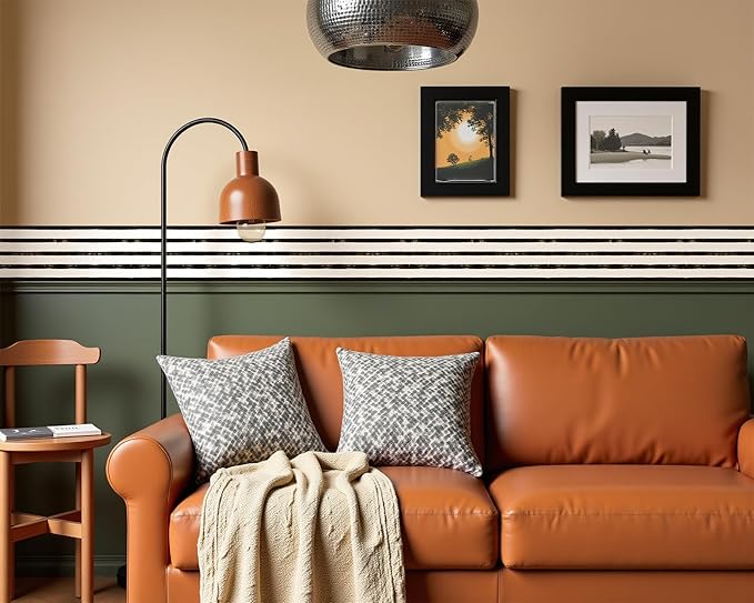 FLFK Wallpaper Border - Black and White Striped Wall Borders Decal Peel and Stick Trim 6" x 240"