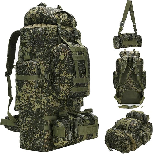 HongXingHai 100L Camping Hiking Backpack,Molle military Tactical rucksack backpack,Waterproof Lightweight Hiking Backpack (Pixel Tie-Dye)