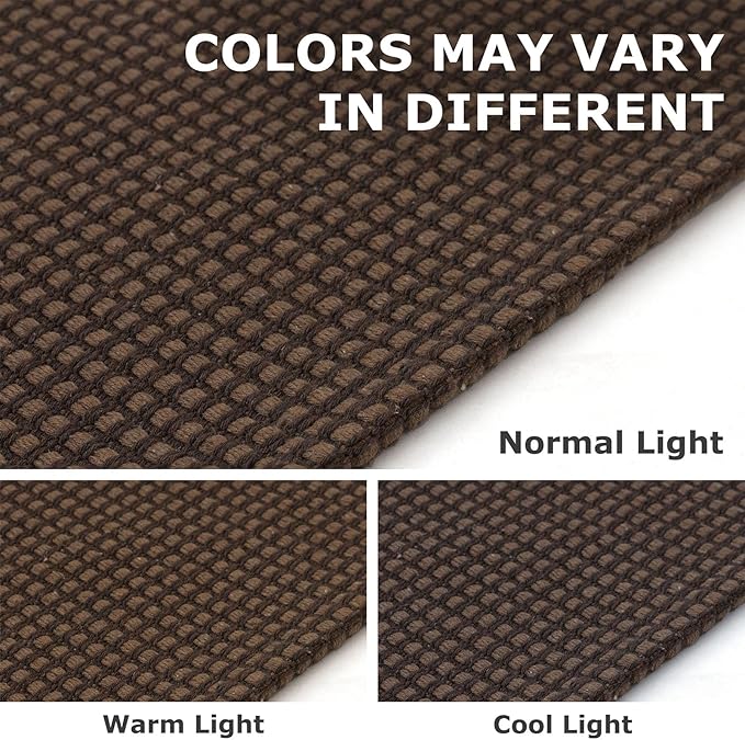 IOHOUZE Washable Runner Rug 2.6x8 Non Slip Rubber Backed Wide Hallway Runner Entryway Runner Indoor, Kitchen Rugs Woven Cotton Floor Carpet for Hall Entrance Bedroom, Brown