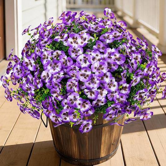 Artificial Flowers, 24 Bundles, Decorative Bouquets for Home, Wedding, Garden, Office Decor (Purple White)