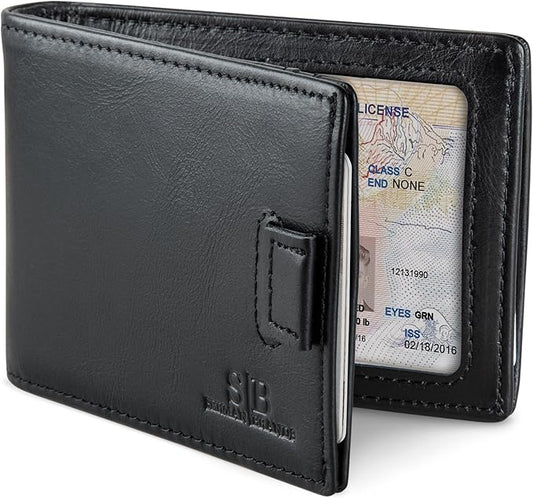 RFID Blocking Slim Money Clip Wallet – Leather Bifold Front Pocket Minimalist Mens Wallet with Money Clip for Men, Small Credit Card Holder Wallet - Travel Wallet with Gift Box
