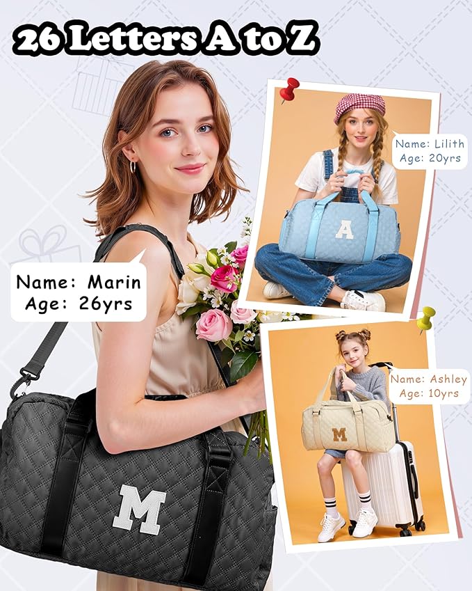 Elilier Girls Birthday Gifts, Travel Duffel Bag, Personalized Weekender Bag, Monogram Overnight Bag Gift for Grandmother, Birthday Gifts Personalized Gifts Bridesmaid Gifts, Mom Gifts