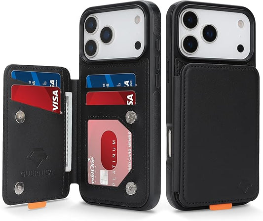 GUERNICA for iPhone 17 Pro (6.3") Case Wallet with Card Holder, RFID Blocking Leather Protection, Shockproof Women Men Phone Case for Apple 17 Pro, Black