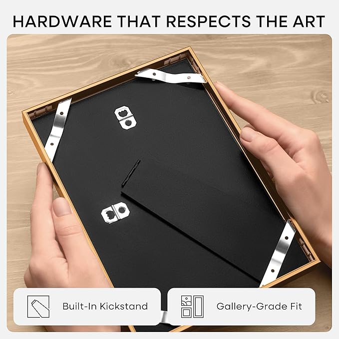 Homeforia 8x8 Picture Frames Bronze, High End Metal 8 x 8 Square Photo Frame with Mat 6 by 6, 8x8 Brass Frame Matted to 6x6 inch Print, 8by8 Wall or Tabletop Frames, Tempered Glass, Wall Kit, Set of 3